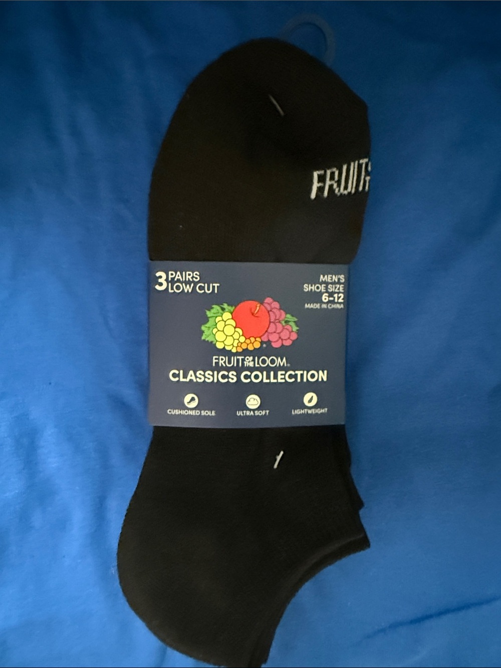 Fruit of the Loom Men's Low-Cut Athletic Socks - Black (3 Pack)